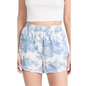 Clare V. St. Martin Shorts In St. Calais Blue Linen Toile Size XS